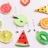 50pcs Mixed Oil Drop Zinc Alloy Fruits Charms Gold-Color Pendants