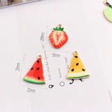 50pcs Mixed Oil Drop Zinc Alloy Fruits Charms Gold-Color Pendants