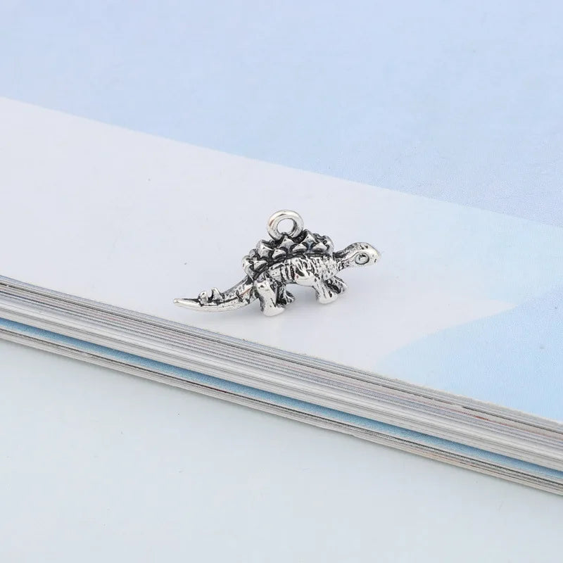 50pcs Silver Alloy Dinosaur Stegosaurus Pendants for DIY Jewelry