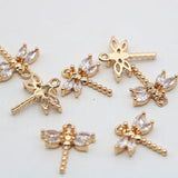 50pcs Zircon Dragonfly Floating Locket Charms DIY Jewelry Accessories