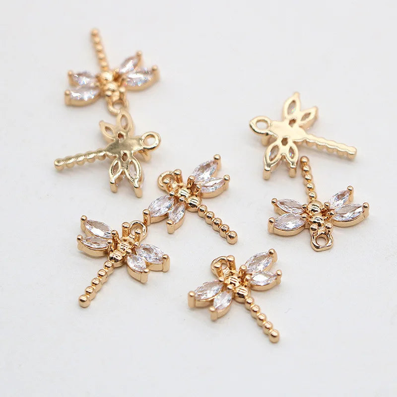 50pcs Zircon Dragonfly Floating Locket Charms DIY Jewelry Accessories