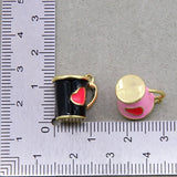 50pcs/lot Colorful Enamel Heart Cup Charms Pendant for DIY Jewelry Making