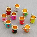 50pcs/lot Colorful Enamel Heart Cup Charms Pendant for DIY Jewelry Making