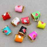50pcs/lot Colorful Enamel Heart Cup Charms Pendant for DIY Jewelry Making