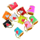 50pcs/lot Colorful Enamel Heart Cup Charms Pendant for DIY Jewelry Making