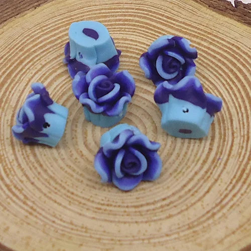 50pcs Polymer Clay Flower Spacer Beads Charms 10mm/12mm
