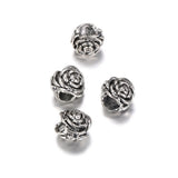 50pcs Vintage Silver Rose Flower Beads for Jewelry Making