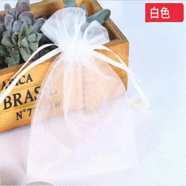 50pcs/lot Organza Drawstring Bags for Wedding Party - 7x9, 13x18, 20x30