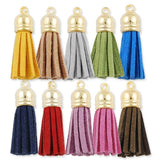 50pcs Multicolor Leather Tassel for Jewelry Making with Gold Plated Caps