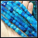 50pcs Nature Cubic Gem Stone Beads - 8x8mm Square Shape Strings