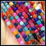50pcs Nature Cubic Gem Stone Beads - 8x8mm Square Shape Strings