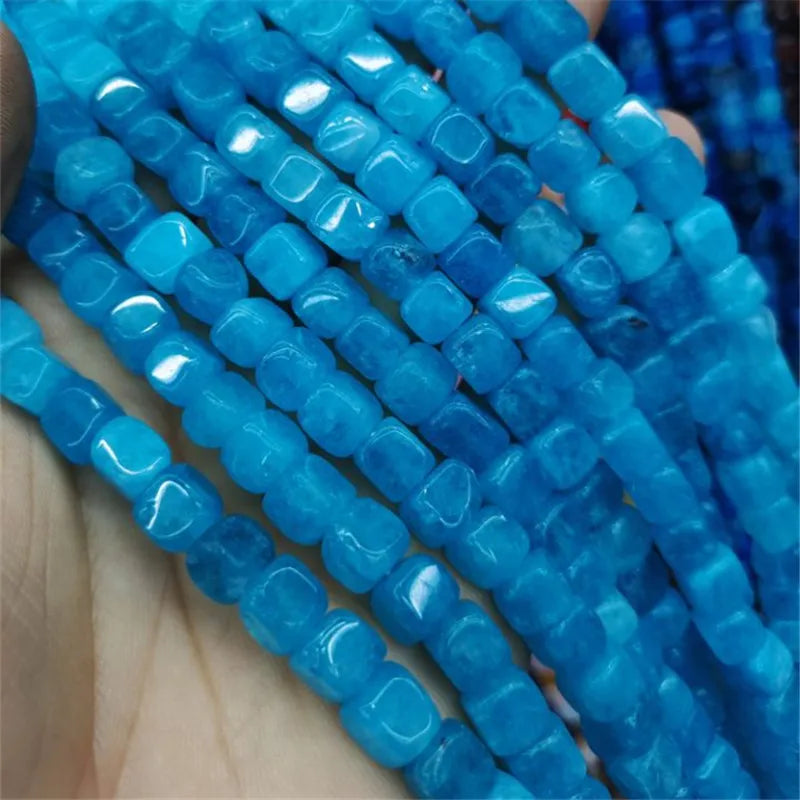 50pcs Nature Cubic Gem Stone Beads - 8x8mm Square Shape Strings