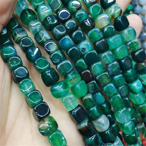 50pcs Agate Stone Beads Strings 8x8mm Square Shape Natural Semi Precious Stone