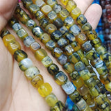 50pcs Agate Stone Beads Strings 8x8mm Square Shape Natural Semi Precious Stone