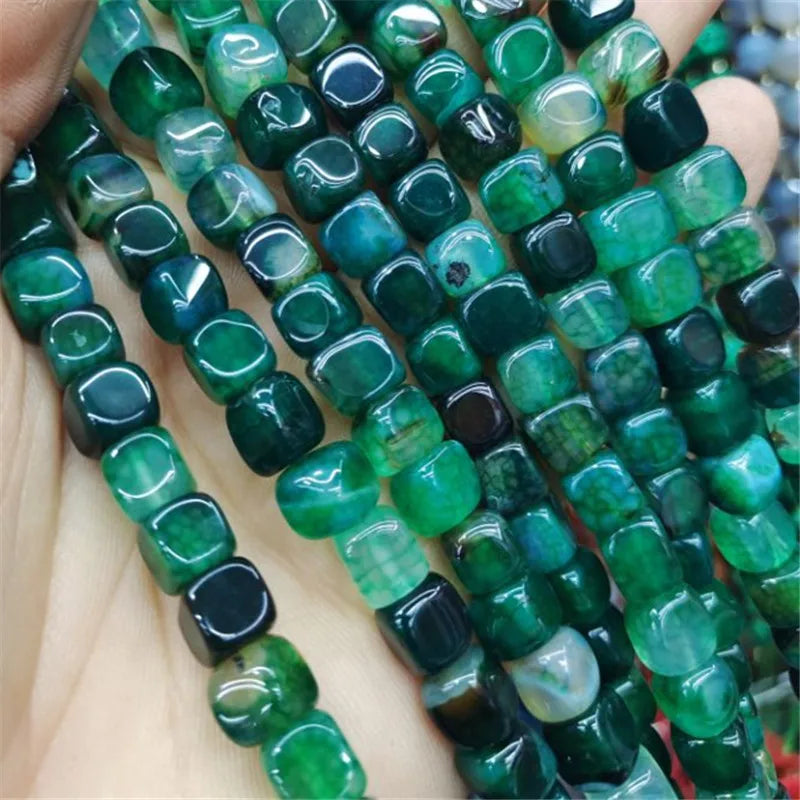 50pcs Agate Stone Beads Strings 8x8mm Square Shape Natural Semi Precious Stone