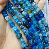 50pcs Agate Stone Beads Strings 8x8mm Square Shape Natural Semi Precious Stone