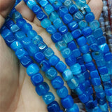 50pcs Agate Stone Beads Strings 8x8mm Square Shape Natural Semi Precious Stone
