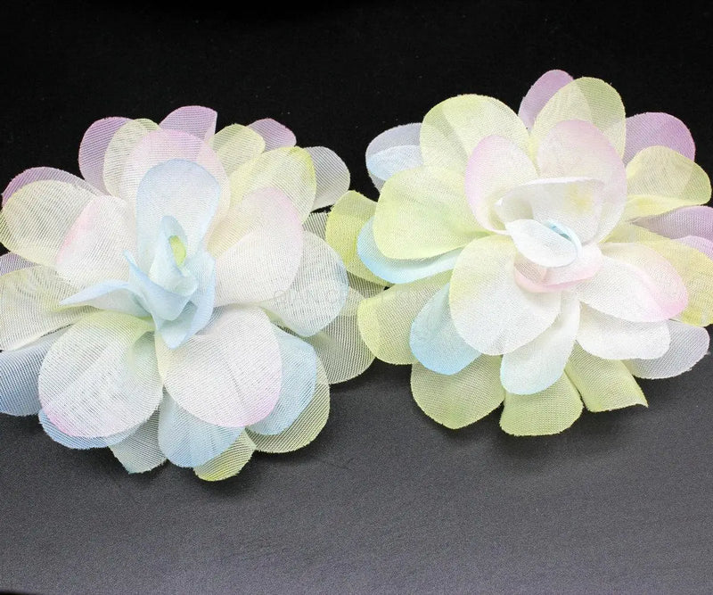 50pcs Tie Dye Rainbow Organza Hair Bow Supplies 80mm Braidsmaid Chiffon Deco