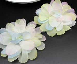 50pcs Tie Dye Rainbow Organza Hair Bow Supplies 80mm Braidsmaid Chiffon Deco