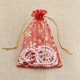 50pcs Snowflake Yarn Bags Christmas Decoration Red/White Bundle Pockets Organza