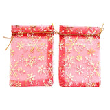 50pcs Snowflake Yarn Bags Christmas Decoration Red/White Bundle Pockets Organza
