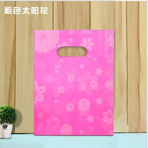 50pcs Small Jewelry Bag Pattern Plastic Bag with Handle 15x20cm for Candy Cookie