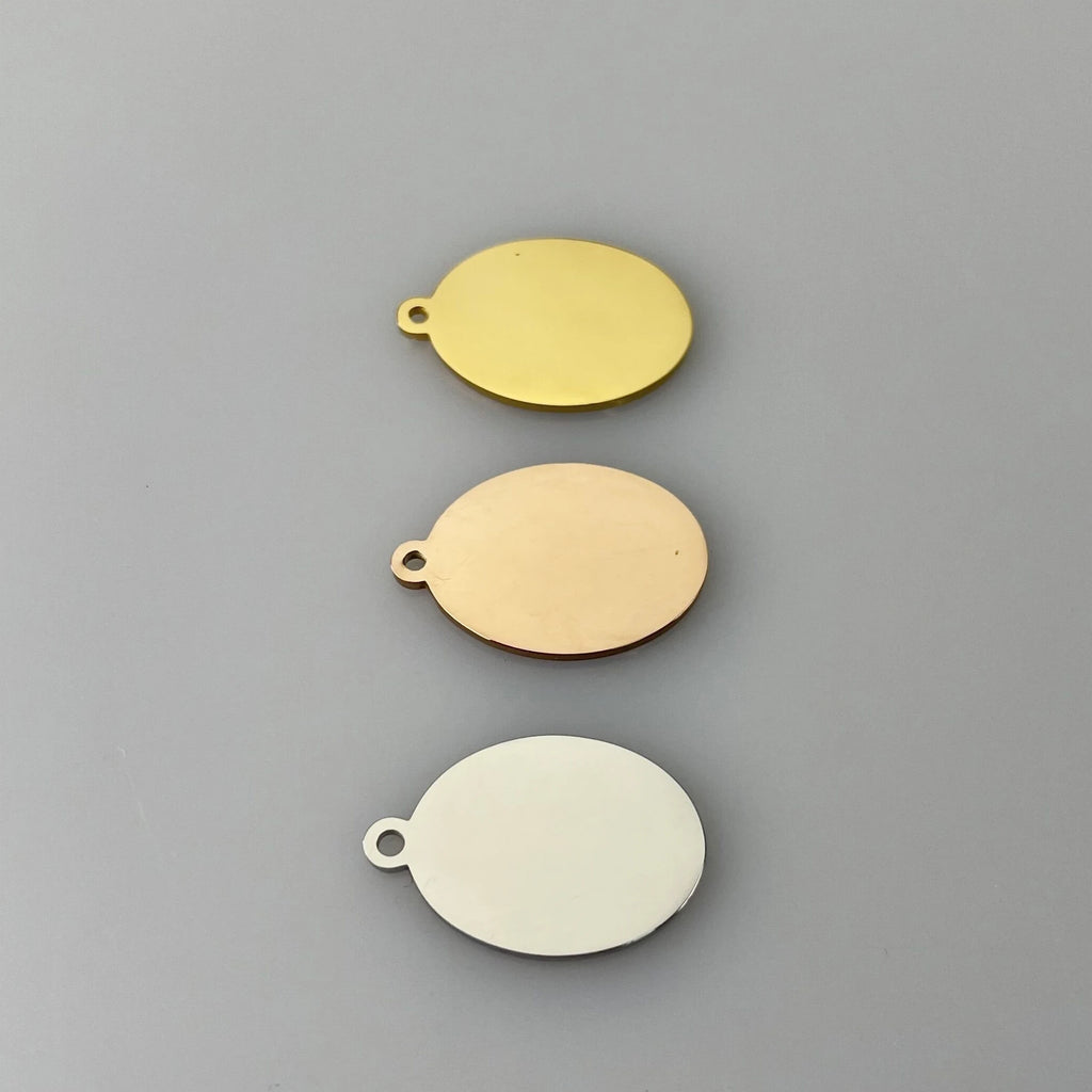 50pcs Oval Charm Stainless Steel Laser Engraved Logo Tag for Bracelet