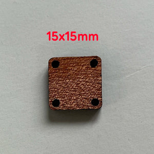 50pcs Square Wooden Logo Tags 4mm Thickness Engraved Text LOGO with 4 Holes