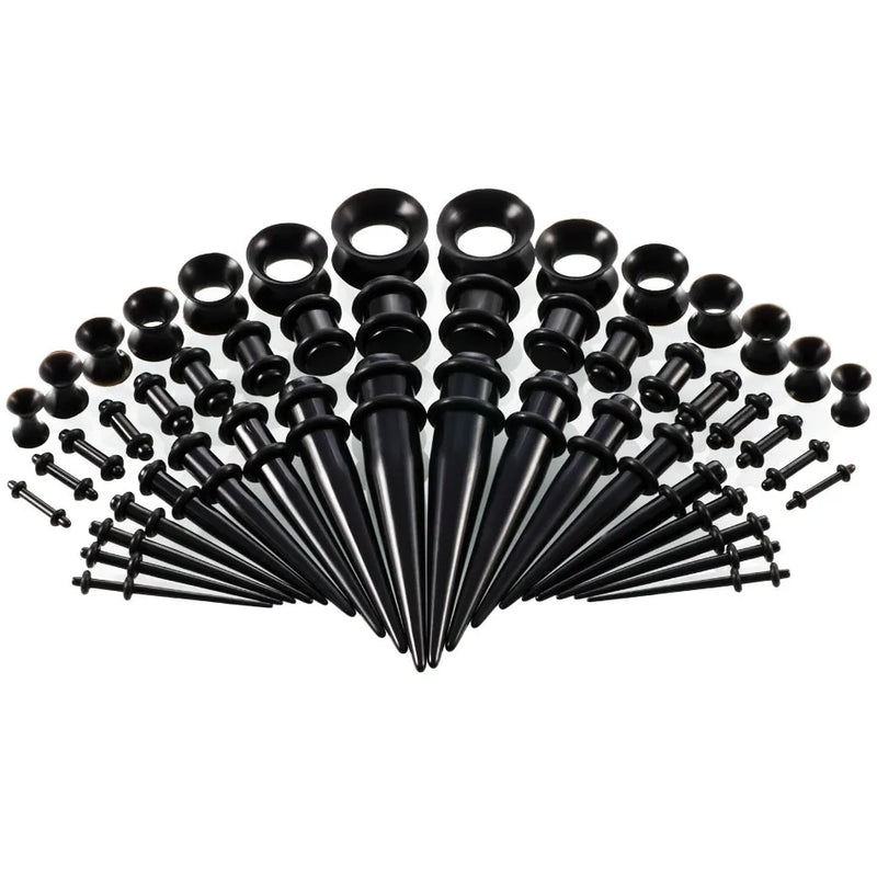 50pcs Acrylic Silicone Ear Plugs Tunnels Pierce Gauge Kit 3-12 mm Body Piercing