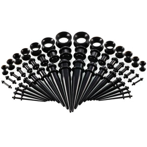 50pcs Acrylic Silicone Ear Plugs Tunnels Pierce Gauge Kit 3-12 mm Body Piercing
