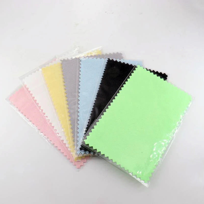 50pcs Seven Cotton Imitate Buckskin Silver Cleaning Cloth Polishing 10x6cm