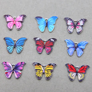 50pcs Butterfly Enamel Charms for DIY Necklaces Bracelets