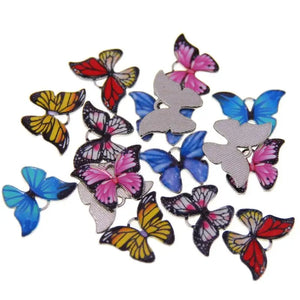 50pcs Butterfly Enamel Charms for DIY Necklaces Bracelets