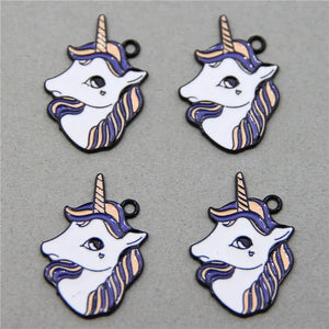 50pcs Colorful Unicorn Charms for Pendants Keychains Enamel DIY Accessories