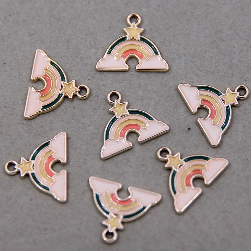 50pcs Rainbow Cloud Enamel Charms for DIY Necklaces Bracelets