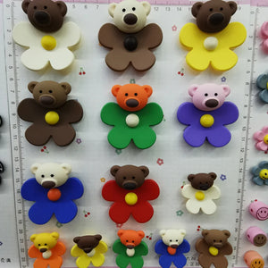 50pcs 32mm 52mm Korea Candy DIY Flower Bear Paster Beads Sticker
