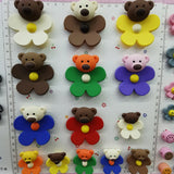 50pcs 32mm 52mm Korea Candy DIY Flower Bear Paster Beads Sticker