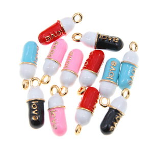 50pcs 20*7mm Capsule Pill Charms for DIY Earring Bracelet Jewelry Making