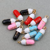 50pcs 20*7mm Capsule Pill Charms for DIY Earring Bracelet Jewelry Making