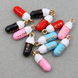 50pcs 20*7mm Capsule Pill Charms for DIY Earring Bracelet Jewelry Making
