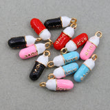 50pcs 20*7mm Capsule Pill Charms for DIY Earring Bracelet Jewelry Making