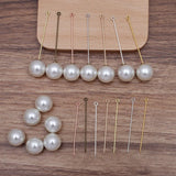 50 Sets Eye Pin Headpins Lapel Pins w/ Pearl Stopper Safety Pins DIY Jewelry