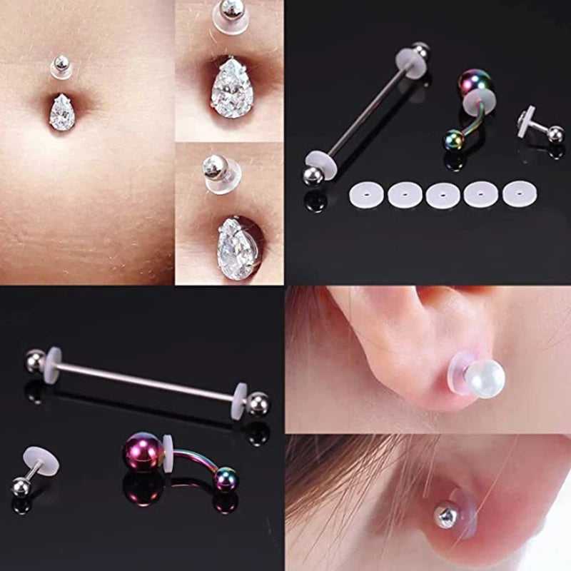 50x 7mm Clear Disc Pads for Piercing Bump B85D