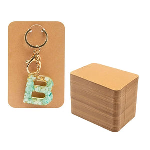 50x Brown Paper Keychain Cards Holder for Displaying Keyring