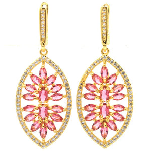 Lovely Pink Tourmaline CZ Wedding Pendant Earrings 14k Silver
