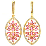 Lovely Pink Tourmaline CZ Wedding Pendant Earrings 14k Silver
