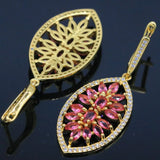 Lovely Pink Tourmaline CZ Wedding Pendant Earrings 14k Silver
