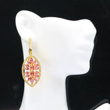Lovely Pink Tourmaline CZ Wedding Pendant Earrings 14k Silver