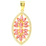 Lovely Pink Tourmaline CZ Wedding Pendant Earrings 14k Silver