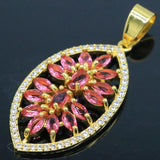 Lovely Pink Tourmaline CZ Wedding Pendant Earrings 14k Silver